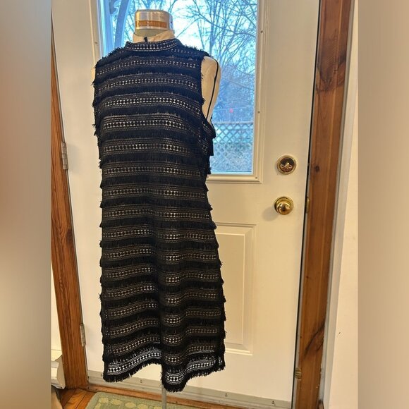 J Crew Black lace overlay fringed shift, size 10 - Picture 6 of 10